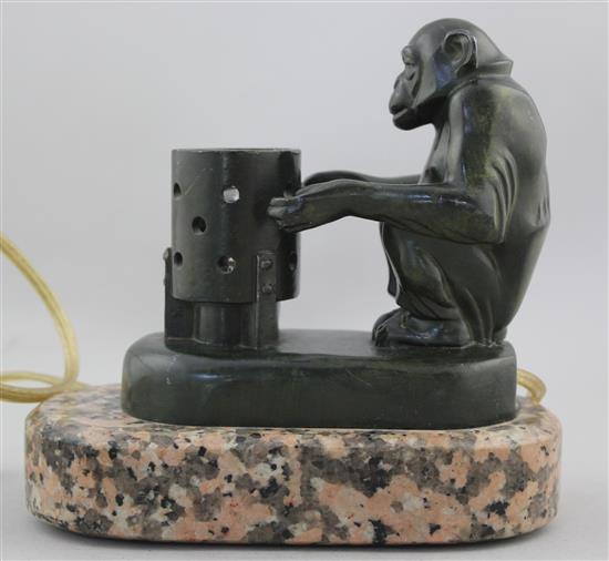 A Max Le Verrier monkey table lamp, 6.5in.